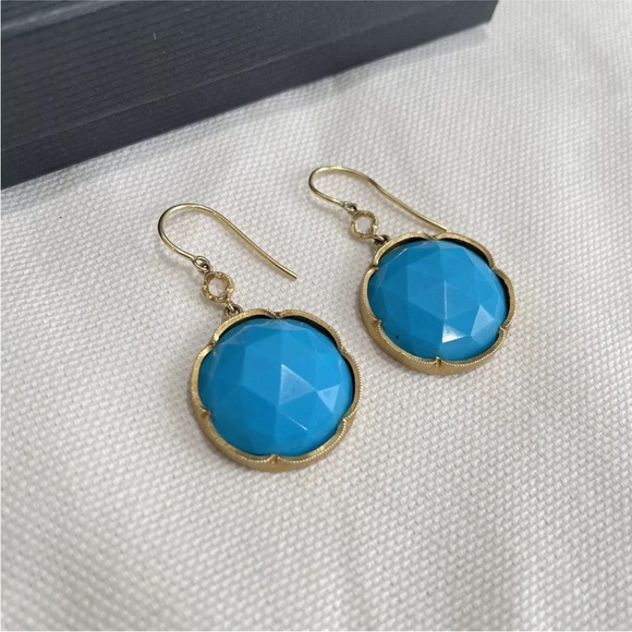 Irene Neuwirth Large Turquoise And Diamond Drop Earrings In 18k Gold - Picture 2 of 16